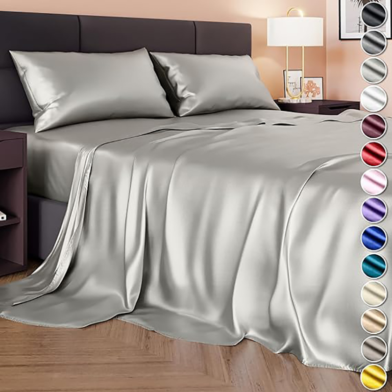 D00002 ensemble de draps en satin 4 pièces